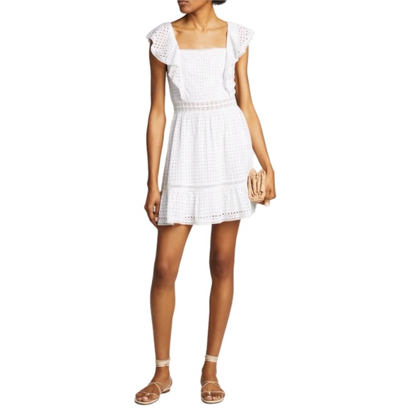 Alice + Olivia Remada White Eyelet Mini Dress - Picture 1 of 5